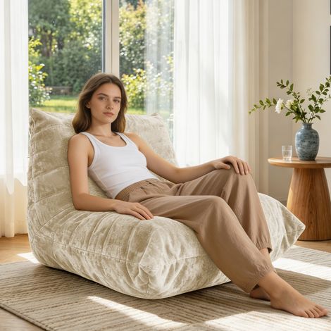 Fauteuil poire Flying Caterpillar, canapé moelleux ultra doux. Canapé lounge relaxant élégant, mobilier de salon intérieur pour maison, chambre, salon. Tissu Snow Neil. (1/5)