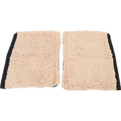 Lot de 2 coussins d'accoudoirs confortables en peau de mouton, couleur beige, pour chaises de bureau et de transport. (1/5)