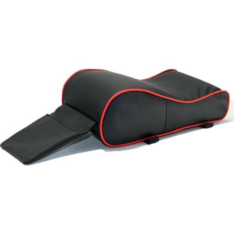 Boîte de rangement dans la console centrale, coussin de protection d'accoudoir de console centrale de voiture, coussin de tapis de boîte d'accoudoir de voiture (ligne rouge noire) (1/5)