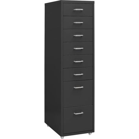 Classeur mobile Meuble de Rangement - Armoire De Bureau Anthracite 28x41x109 cm Métal BV356693 - BonneVie (1/5)
