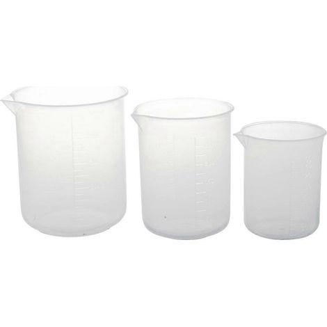 Gobelet en plastique transparent de 150, 250 et 500 ml (3 pièces). Outil de mesure. (1/5)