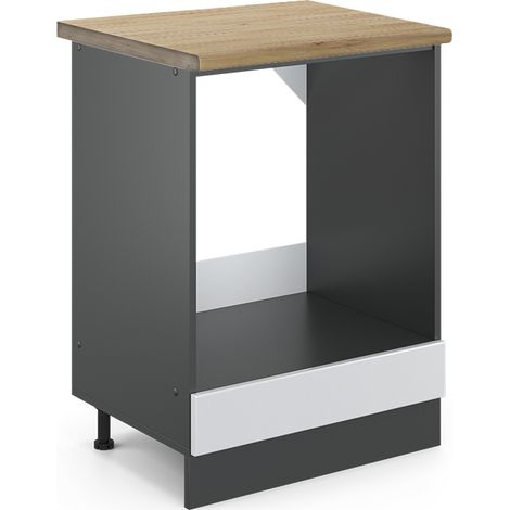 Armario para horno empotrado R-Line, Blanco alto brillo, 60 cm , ET Roble, Vicco