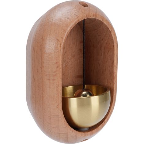 Shopkeepers Bell for Door Opening Brass Wood Decorative Doorbell Ornament with Double Sided Tape for Refrigerator Home Store Restaurant (1/5)