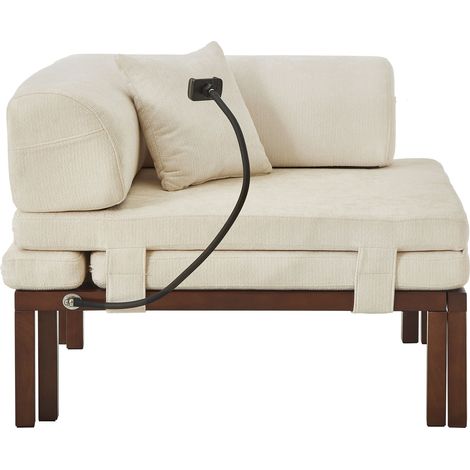 ELVMI Schlafsofa 1-Sitzer mit ausziehbarem Einzelbett und klappbarem Design für kleine Räume aus Samt beige (1/5)