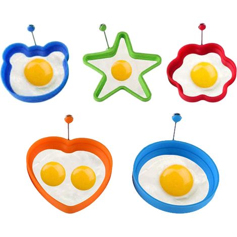 Moule à œufs au plat en silicone de formes différentes (lot de 5) avec poignée, antiadhésif. (1/5)