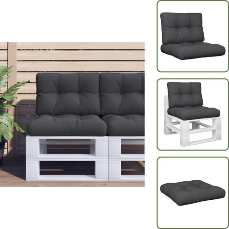 Coussin de salon - vidaXL Coussins de palette lot de 2 noir tissu - Coussin imperméable (1/5)
