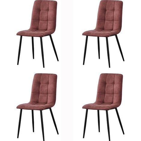 Set of 4 Faux Matte Suede Leather Dining Chairs home & restaurants Henri PINK