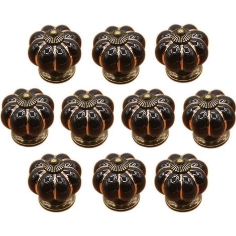 (Black)10 Pcs Ceramic Drawer Knobs Furniture Knob for Kitchen Drawers and Cupboards