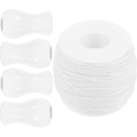 Cordon Blanc pour Store Pompon en Bois, 50 Mètres, Corde de Rideau en Polyester et Abs, Adapté pour Décoration et Restauration de Stores et Rideaux (1/5)