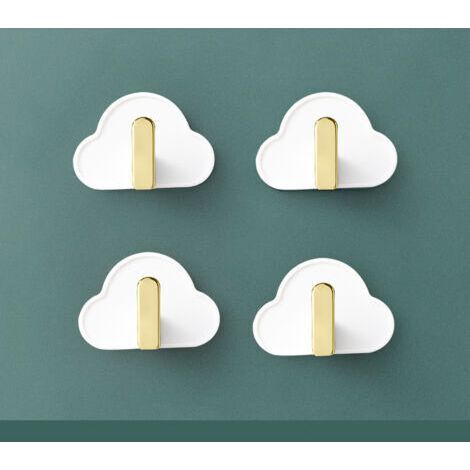4 Pieces of Cloud L-Shaped Hooks Seamless Punching Wall Sticky Hook Kitchen Bathroom Bathroom Bag Key Creative Hook(White) (1/5)