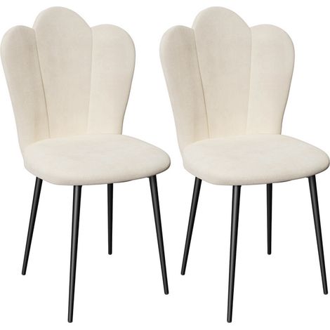 Set di 2 sedie da pranzo, sedie da soggiorno, sedie da cucina, sedie in velluto, mobili imbottiti, 43x44x90 cm, bianco (1/5)