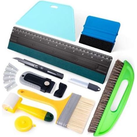 Ensemble de 24 pièces Outils pour papier peint,Outils de Film pour Papier peint, Kit de papier peint Avec brosse à encoller et outils pour papier peint Rouleaux, Brosses, Lames, couteau de papier pein (1/4)
