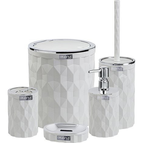 Set da bagno rotondo bianco da 5 pezzi (1/2)