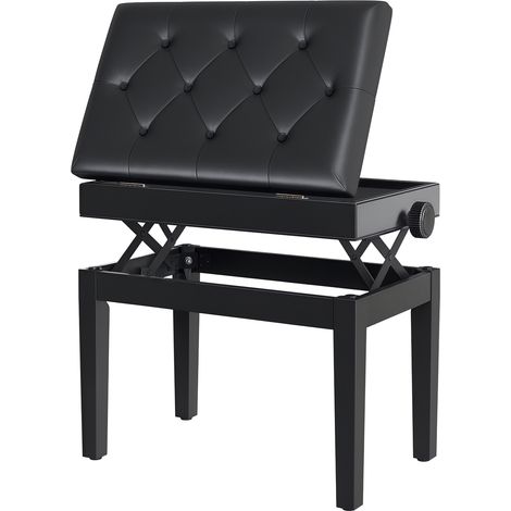 HOMCOM Klavierhocker Höhenverstellbar Klavierbank mit Verstecktem Stauraum, Pianobank mit Kunstleder Kissen Keyboardbank für Piano Keyboard 54,5 x 33 x 48-58 cm Schwarz
