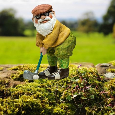 Figura de gnomo de jardín blanco para golf, decoración de resina para jardín, regalo para aficionados al golf – Dimensiones (alto): Pequeño: 12 cm, Grande: 25,4 cm (1/5)
