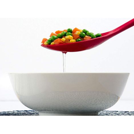 Cuillère Percée En Silicone - Résistante À La Chaleur Jusqu'à 260 °C - Pour Cuisinière Antiadhésive Et Four - Lot De 2 - Rouge Et Noir (1/5)