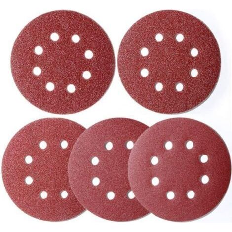 Accessoire pour une ponceuse 100 pièces papier abrasif ponceuse excentrique 125 mm Velcro, disques de ponage 8 trous Velcro rond 125 mm pour ponceuse excentrique 20x 40/60/80/120/180 grain par LangRay