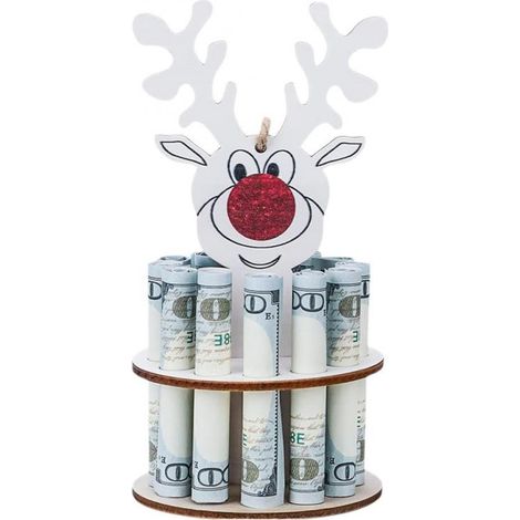 Tirelire Cerf De Noël - En Bois - À Monter Soi-Même - Décoration Murale Et Arbre De Noël - 1 Pièce (1/5)