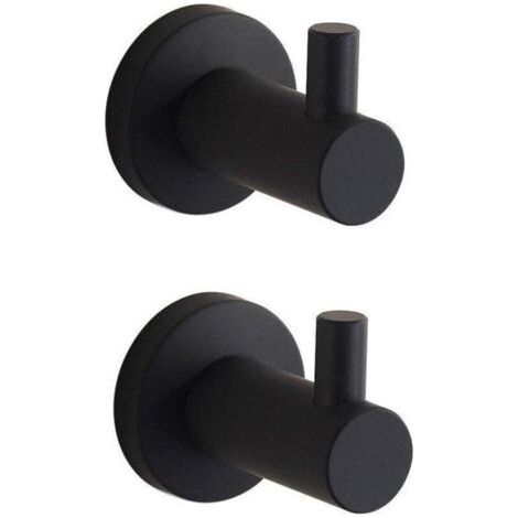 Rivestimento nero, gancio piatto, supporto per parete per strofinacci, set di 2 pezzi, in acciaio inox SUS304, supporto per vestiti unico, 5 × 7 cm per pezzo (1/4)