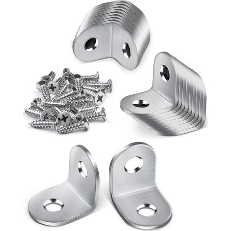 20 Stück Metallwinkel, 20 × 20 mm Befestigungswinkel, 90-Grad-Befestigungswinkel, Edelstahlwinkel mit Schrauben, kleiner Metallwinkel zur Befestigung von Holzmöbeln