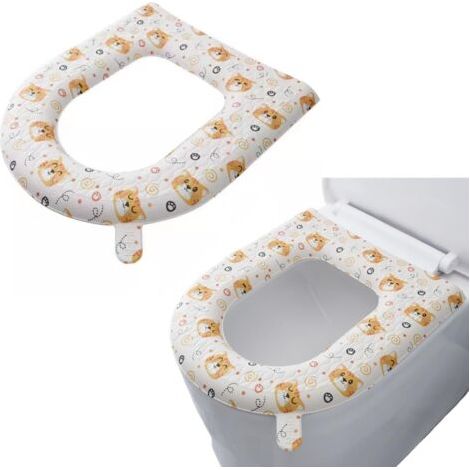 Lot de 2 housses de siège de toilette, chauffe-siège de toilette, housse de siège de toilette allongée, coussin rembourré, housse de réservoir de toilette lavable ou portable en forme de O (1/5)