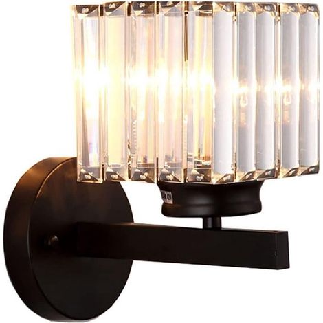 Moderne Retro Kristall Wandleuchte für den Innenbereich E27 LED Beleuchtung Schlafzimmerdekoration mit schwarzen Kristallen Wohnzimmer, Flur, Ess (1/5)