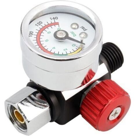 1/4" Air Pressure Regulator, Pneumatic Pressure Regulator, Spray Gun Pressure Gauge Pneumatic Tool Accessory, 0-10BAR 0-140PSI (1/3)