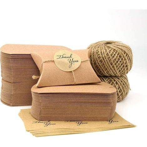 Boites Cadeaux Kraft, 120 Pièces Papier Cadeau Mini Boite de Bonbons Emballages de Cadeaux avec Autocollant pour Anniversaire Faveurs Mariage Sainte Nouvel an Noël Saint Valentin, 6 x 9cm (1/5)