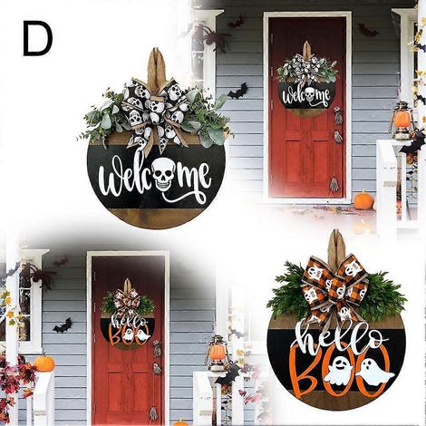 Home Decoration Seasonal Festival Themed Wooden Door Sign Haunted House Circle