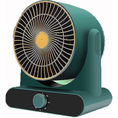 Chauffage d'appoint à piles pour le camping et le bureau, 3 niveaux de chauffage, mode ventilation seule, sécurité renforcée, pour toute la pièce (norme européenne) – vert