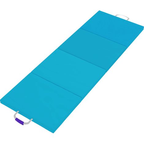 SPORTNOW colchoneta gimnasia plegable de 2 pulgadas de grosor, con asas de transporte, bolsa, esterilla de gimnasia para yoga, aeróbic, azul y morado (1/5)