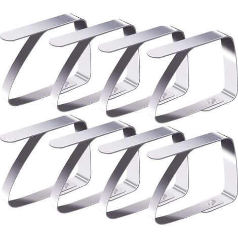 Tischdeckenklammern-Set, 8 Stück, Edelstahl, rutschfest, 5 x 4,3 cm, silberfarben (1/5)