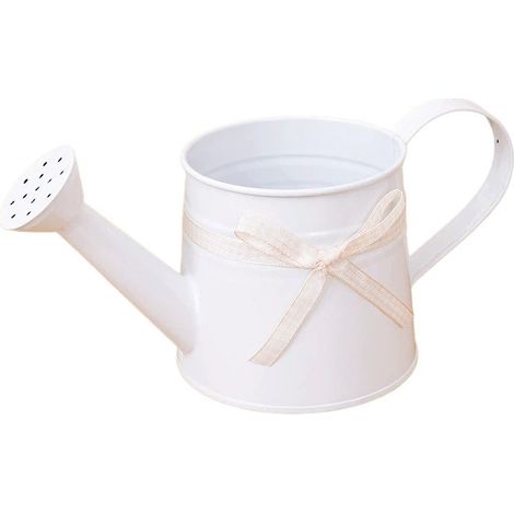 Arrosoir en fer-blanc de 1 L, bec long, blanc, pour plantes d'intérieur et d'extérieur (1/5)