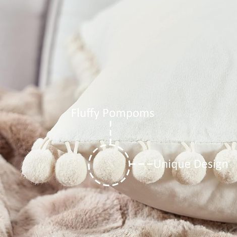 Lot de 2 Housses de Coussin Velours Blanc 45x45cm, Décoration Douce et Élégante pour Chambre et Salon, Design Double Face (1/4)