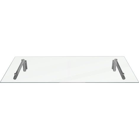Tettoia in Vetro 144 x 80cm con Staffe in Acciaio Inossidabile per Porte Esterne (1/5)
