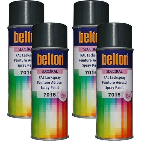 Peinture en aérosol - BELTON - Kwasny 324 141 - RAL 7016 - Gris anthracite - 400 ml - Lot de 4