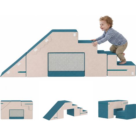 Canapé de jeu en velours, canapé pour enfants en deux parties en mousse, lavable, canapé modulaire pour enfants de 0,5 à 3 ans (1/5)