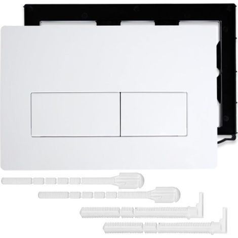 Plaque De Commande Déclenchemen Wc Blanc Pour Geberi Sig-ma 01 20 30 50 Up320 Et 300, Panneau Réservoir D'Eau éQuipée D'Un Cadre Fixation Et Set De Leviers De Chasse (Blanc) (1/5)