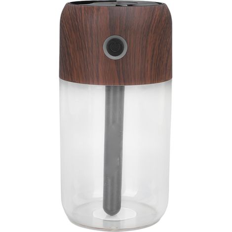 Mini-Luftbefeuchter (300 ml) mit farbigem Nachtlicht, leiser Betrieb, ideal für Auto, Büro, Schlafzimmer und Wohnzimmer, schwarze Holzoptik, inklusive Filter – das perfekte Geschenk (1/5)