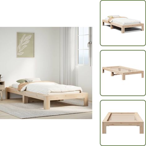 Massivholzbett ohne Matratze 100x200 cm Kiefernholz - Bettgestell - Bettgestelle - Bettrahmen - Schlafzimmermöbel