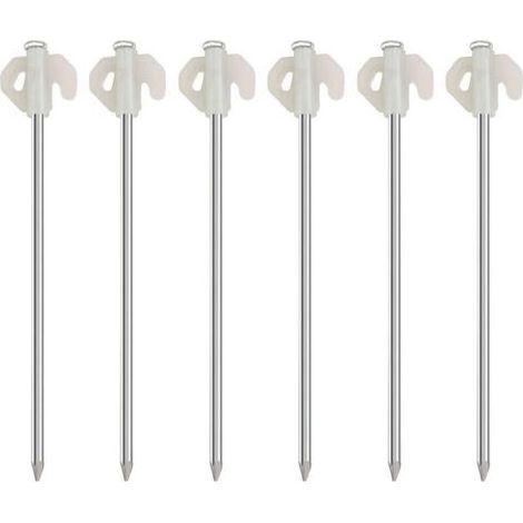 Lot de 10 piquets de tente robustes de 20 cm pour sol dur, piquets de tente en métal haute résistance avec trou pour crochets, piquets de camping en acier, piquets de camping phosphorescents (1/5)