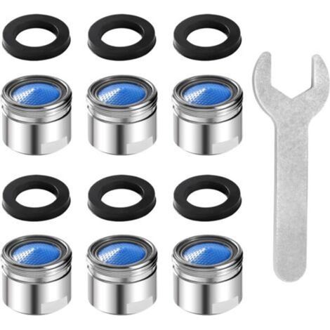 6 Pièces Mousseur Robinet M18, avec 6 Joint D'étanchéité et 1 Clé à Fourche, Filtre à Robinet d'eau Accessoires avec Filtre en ABS, pour Cuisine Salle de Bain