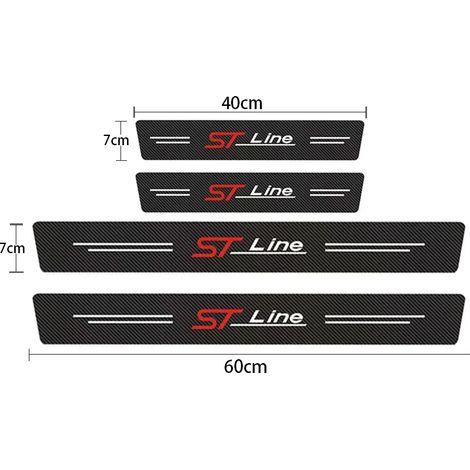 (4 pièces) Bande adhésive de protection en fibre de carbone pour seuil de porte de voiture,film protecteur imperméable pour Ford ST,Fiesta,Focus Edition,KUGA,Mondeo (1/3)