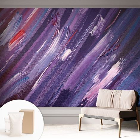 Tapete Vliestapete mit Kleber - modernes Design - Wohnungsdeko - geruchslos - langlebig Farbenfrohe Pinselstriche 312x219 cm (1/5)