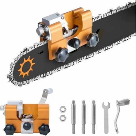 Chainsaw Sharpener, Chainsaw Chain Sharpening Kit with 3 Carbide Burrs for All Types of Chainsaws, Portable Hand Crank Chainsaw Sharpening Tool, Small (1/5)