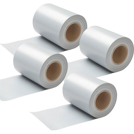 Randaco 4 Rollen PVC Sichtschutzstreifen 50m x 19cm Sichtschutzfolie mit 40 x Befestigungsclips für Gartenzaun, Balkon Grau