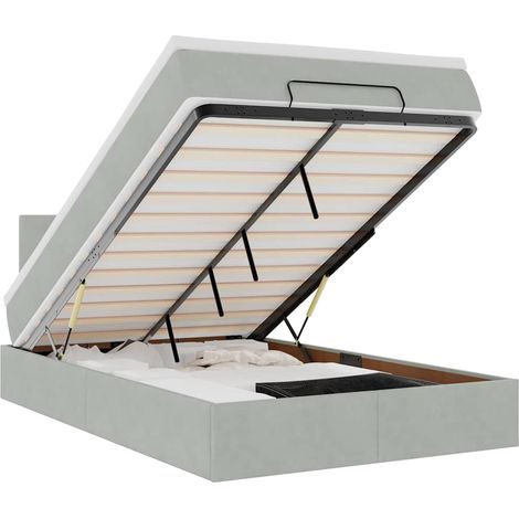 Maison Exclusive - Ottomane Bett mit Matratze & LEDs Hellgrau 120
