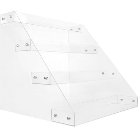 Présentoir à Boissons Transparent en Acrylique 4 Niveaux Étagère Escalier pour Supermarché et Bureau Support de Rangement Alimentaire pour Bouteilles Organisateur de Boissons (1/5)