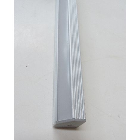 Profile alu longueur 1020mm saillie incliné avec diffuseur opale surface striée à clip pour bandeau LED L10.8mm max (1/2)