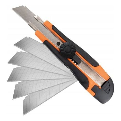 Cuchillo para tapicería con hoja desmontable de 18 mm + 5 insertos